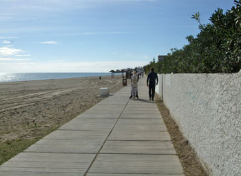 The boardwalk on the Blue flag beach in La Cala de Mijas