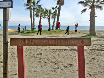 The boardwalk on the Blue flag beach in La Cala de Mijas