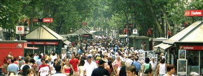 Panoramic view of Las Ramblas