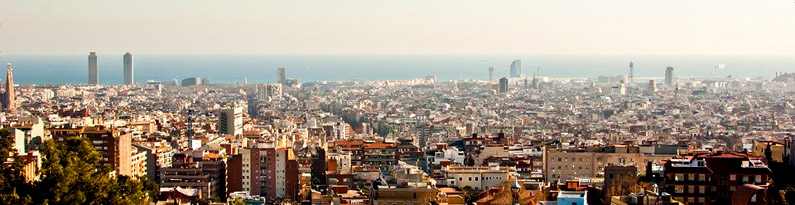 Panoramic view over Barcelona, Spain