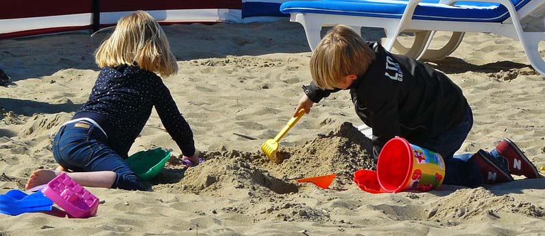 Children on the beach in Spain