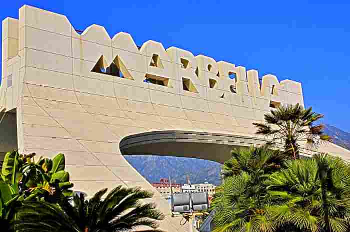 Marbella sign, Costa del Sol, Andalucia, Spain